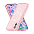 Puzdro pre iPhone 17, pre MagSafe, trblietavé, priesvitné ružové