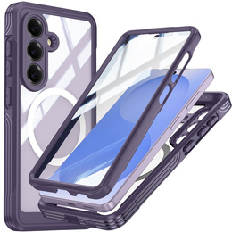 Nárazuvzdorné puzdro so sklom, pre MagSafe pre Samsung Galaxy S26 Plus, fialové