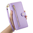 Klapkové puzdro pre Samsung Galaxy S25, Wallet Zipper Pocket, fialové