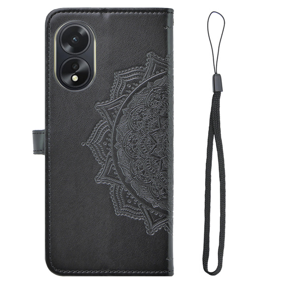 Klapkové puzdro pre Oppo A58 4G, Mandala, čierne