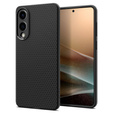 Puzdro Spigen pre Samsung Galaxy S25 Edge, Liquid Air, čierne + tvrdené sklo 9H