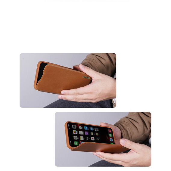 Flipové puzdro NILLKIN pre Samsung Galaxy A56, CamShield Qin Pro, kožené, čierne
