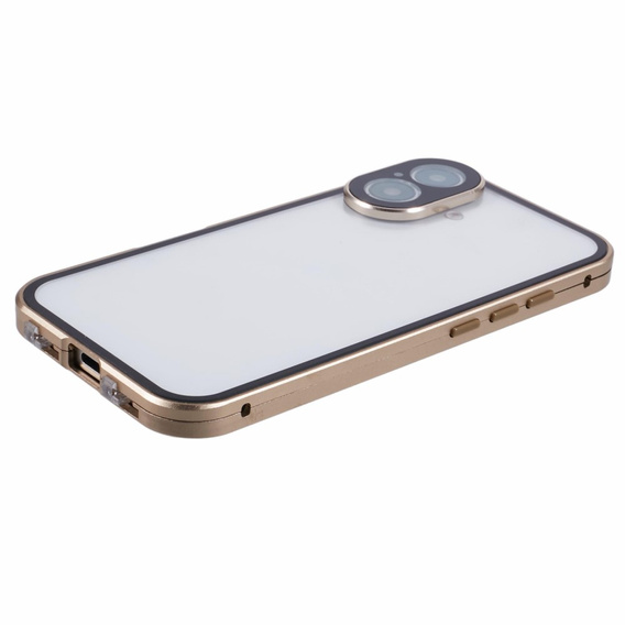 Puzdro pre iPhone 16, Magnetic Dual Glass, zlaté