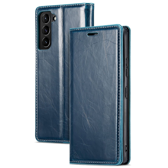 Klapkové puzdro pre Samsung Galaxy S23, ERBORD Waxy Wallet, modré