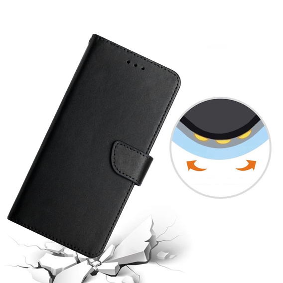Klapkové puzdro pre Realme C67, Split Leather Wallet, čierne