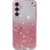 Puzdro pre Samsung Galaxy A54, Glitter Flower, ružové rose gold