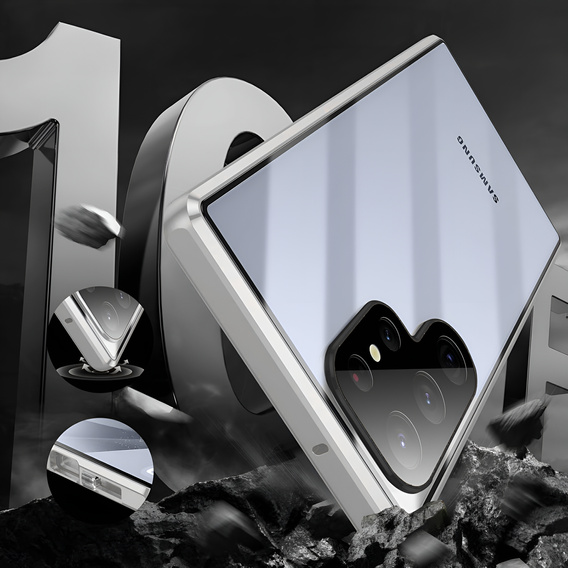 Puzdro pre Samsung Galaxy S25 Ultra, Magnetic Dual Glass, strieborné
