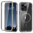 Puzdro pre iPhone 16 Pro Max, Shockproof Hybrid, s fóliou na displej, pre MagSafe, sivé