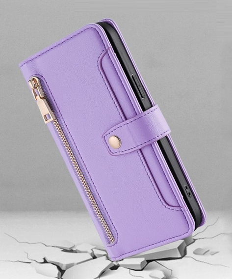 Klapkové puzdro pre Oppo Reno 13 Pro, Wallet Zipper Pocket, fialové