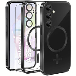 Puzdro pre Samsung Galaxy A35 5G, Electro MagSafe, čierne + sklo na displej