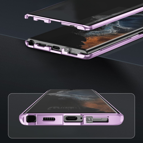 Puzdro pre Samsung Galaxy S23 Ultra, Magnetic Dual Glass, fialové