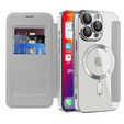 Klapkové puzdro pre iPhone 16 Pro Max, RFID Wallet MagSafe CamShield, strieborné