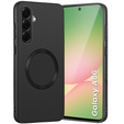 Obal na mobil pre Samsung Galaxy A56 5G, Leather Hybrid MagSafe, čierne