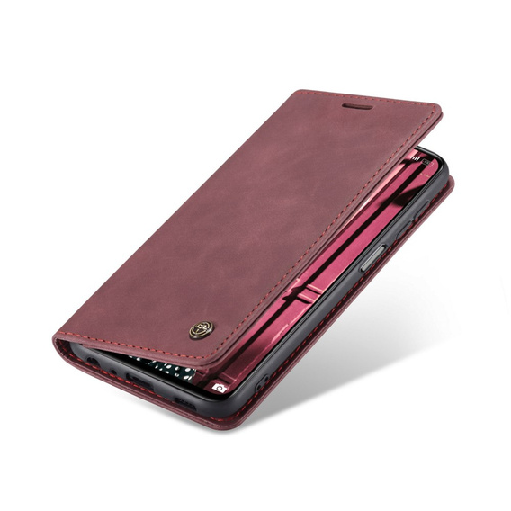 CASEME puzdro pre Xiaomi Redmi Note 10 / 10S, Leather Wallet Case, bordové