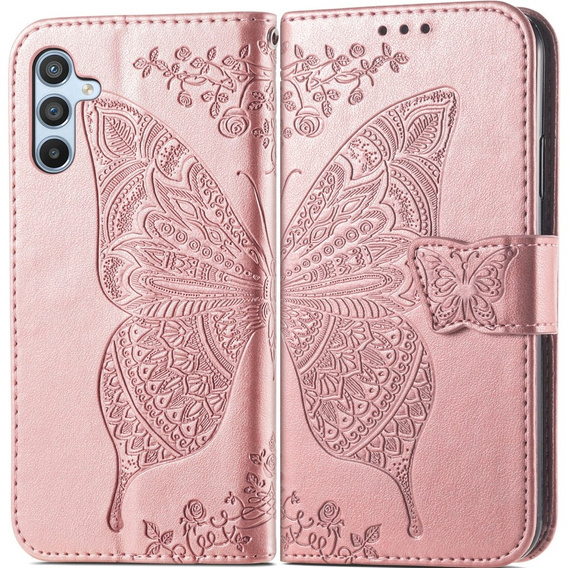 Klapkové puzdro pre Samsung Galaxy A56, Butterfly, ružové rose gold
