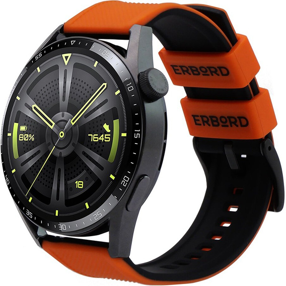 ERBORD Univerzálny silikónový remienok 22mm, Dual Color, oranžový / čierny / čierna pracka