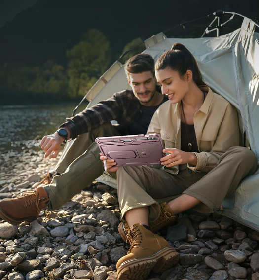 Obrnené puzdro pre Galaxy Tab S9 FE+ Plus 12.4, Dexnor Full Body, ružové