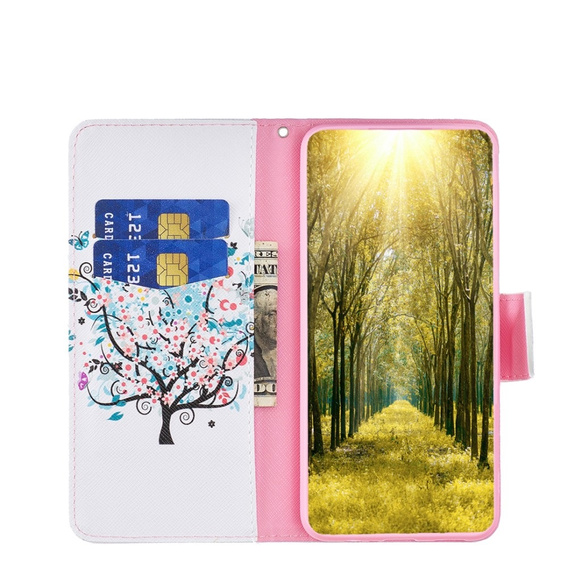 Klapkové puzdro pre Xiaomi Redmi 12C, Wallet, colorful tree, biele