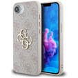 GUESS Obal na mobil pre iPhone 16E, 4G Big Metal Logo, ružové