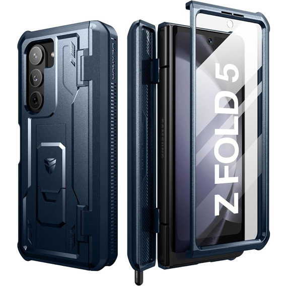 Obrnené puzdro pre Samsung Galaxy Z Fold 5 5G, Dexnor Full Body S-Pen Slot, tmavomodré