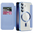 Klapkové puzdro pre Samsung Galaxy S24, RFID Wallet MagSafe CamShield, modré