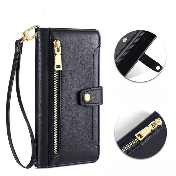 Klapkové puzdro pre Realme 14 Pro 5G, Wallet Zipper Pocket, čierne