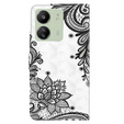 Klapkové puzdro pre Xiaomi Redmi 13C / Poco C65, Wallet, Lace Flower biele