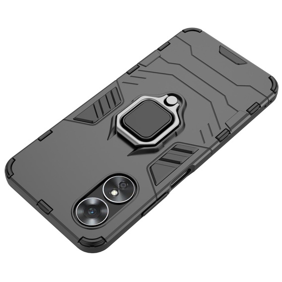 Obal na mobil pre Oppo A17, Kickstand Ring, čierne