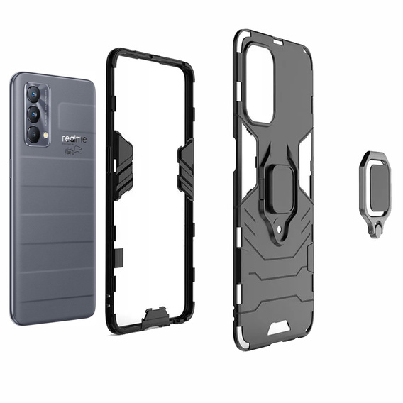 Obal na mobil pre Realme GT Master Edition, Kickstand Ring, čierne
