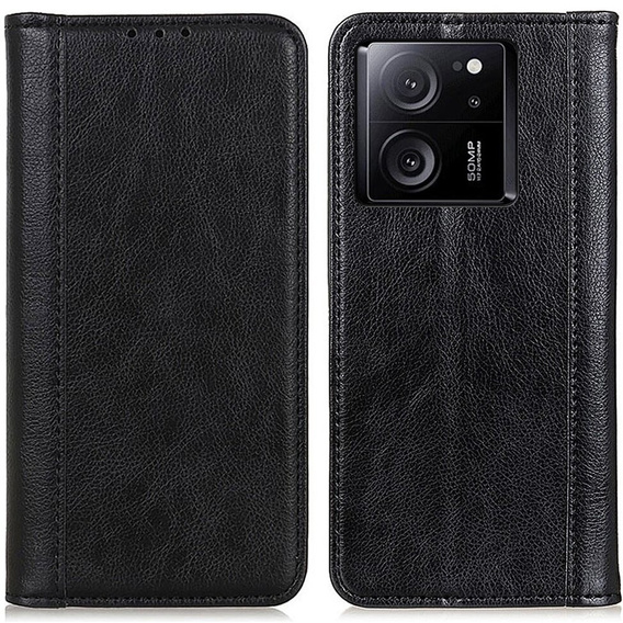 Obal na mobil pre Xiaomi 13T / 13T Pro, Wallet Litchi Leather, čierne