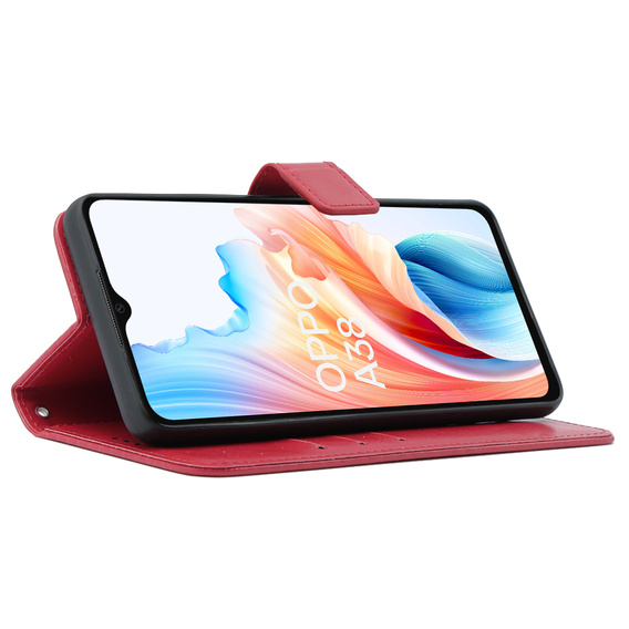 Klapkové puzdro pre Oppo A38 4G / Oppo A18 4G, Crazy Horse Wallet, červené