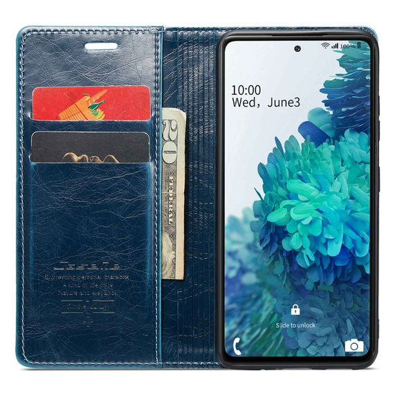 CASEME flipové puzdro pre Samsung Galaxy S20 FE / 5G, Waxy Textured, modré