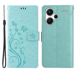 Klapkové puzdro pre Xiaomi Redmi Note 13 Pro+, Butterfly, svetlomodré