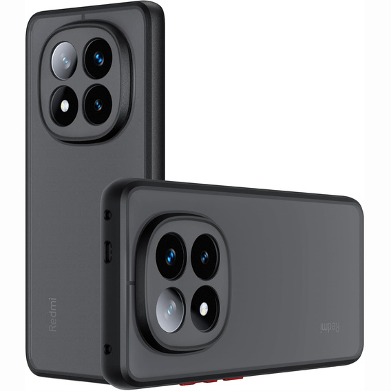 Silikónové puzdro pre Xiaomi Redmi Note 14 Pro 5G /  Poco X7 5G, s ochranou fotoaparátu, transparentné / čierne + tvrdené sklo 9H