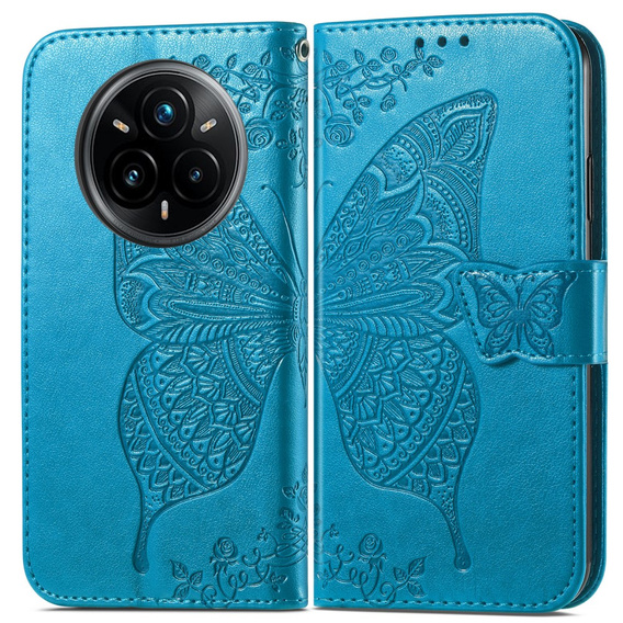 Klapkové puzdro pre Realme 14 Pro 5G, Butterfly, modré