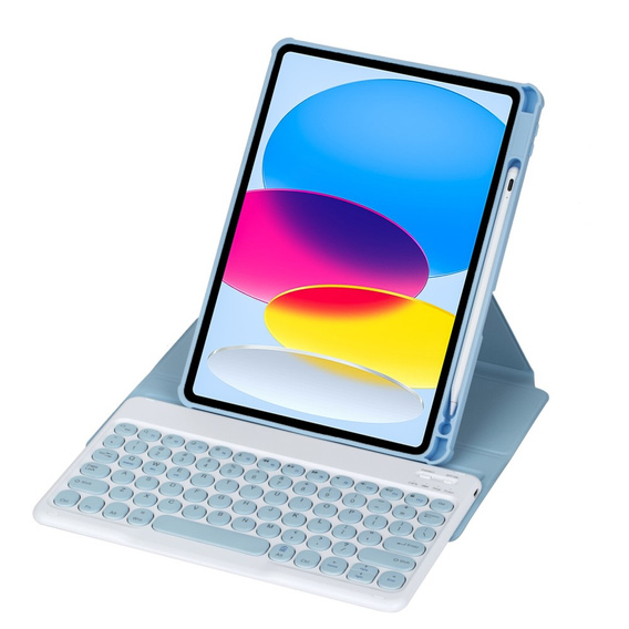 Puzdro s klávesnicou pre iPad 11" 2025 A16 (11 gen.) / iPad 10.9" 2022 (10 gen.), Rotary 360° Leather, svetlomodré