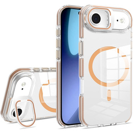 Puzdro pre iPhone Air, pre MagSafe, so stojanom, priehľadné so zlatými vložkami