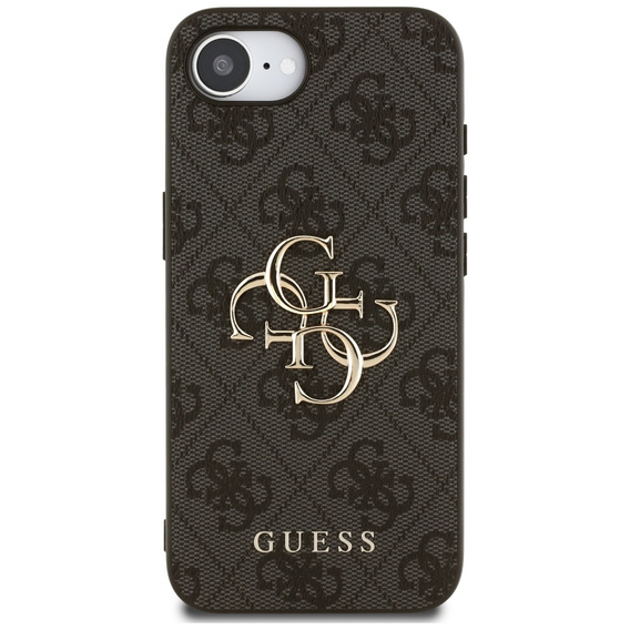 GUESS Obal na mobil pre iPhone 16E, 4G Big Metal Logo, čierne