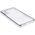 Magnetické puzdro Dual Glass MagSafe pre Samsung Galaxy S21+ Plus, strieborné