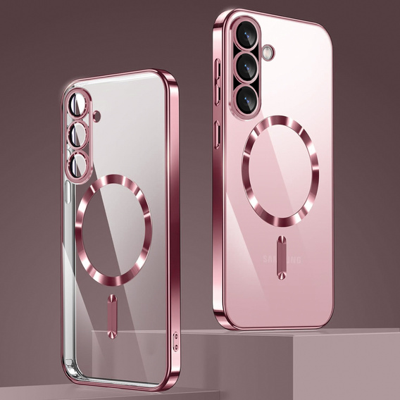 Puzdro pre Samsung Galaxy A56, Electro MagSafe, ružové rose gold + sklo na displej