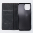Puzdro pre iPhone 15, ERBORD Vintage, peňaženka s chlopňou, čierne