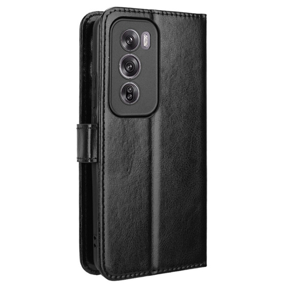Klapkové puzdro pre Oppo Reno 12 Pro, Crazy Horse Wallet, čierne