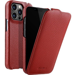 MELKCO flipové puzdro pre iPhone 13 Pro Max, kožené, flipové, červené