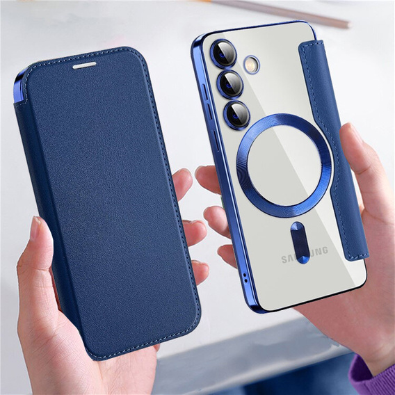 Klapkové puzdro pre Samsung Galaxy S24, RFID Wallet MagSafe CamShield, tmavomodré