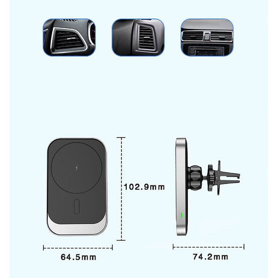 Držiak do auta s indukčnou nabíjačkou Magsafe pre iPhone 12/13/14/15/16 Pro/Plus/Max