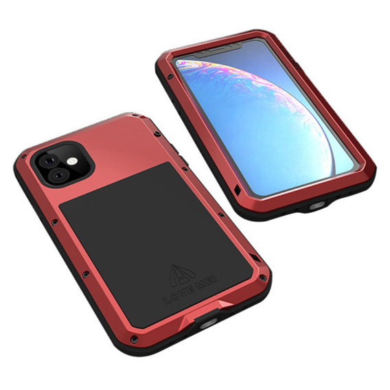Love Mei Obal na mobil pre iPhone 11, armored with glass, červené