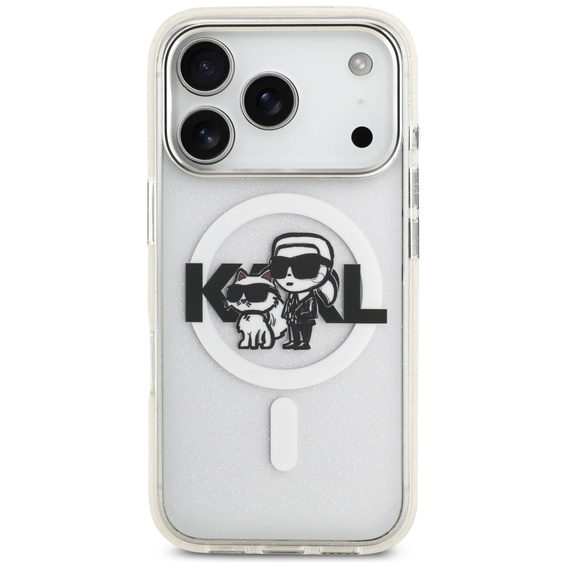 Karl Lagerfeld IML Glitter Karl a Choupette MagSafe puzdro pre iPhone 17 Pro
