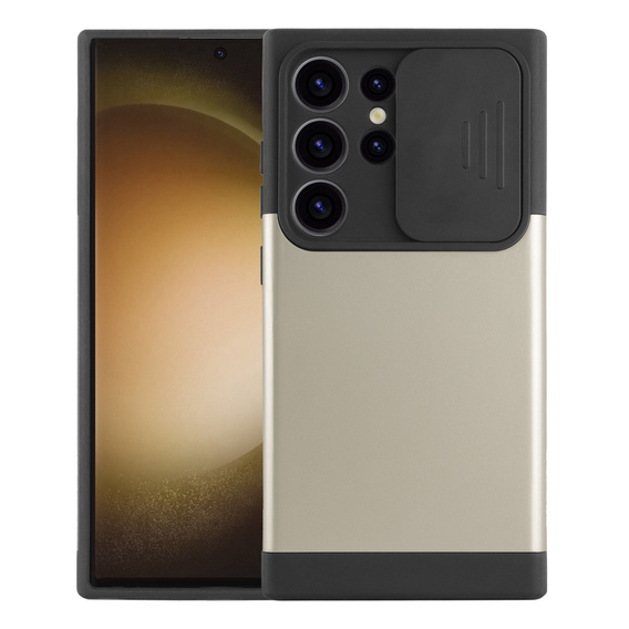 Obal na mobil pre Samsung Galaxy S24 Ultra, ERBORD MagProtect Slide Camera, zlaté