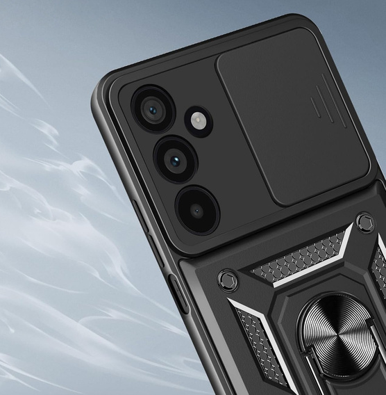 Pancierované puzdro pre Samsung Galaxy A17 5G, s ochranou fotoaparátu, so stojanom, čierne