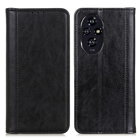 Flipové puzdro pre Honor 200 Pro 5G, Split Leather, čierne